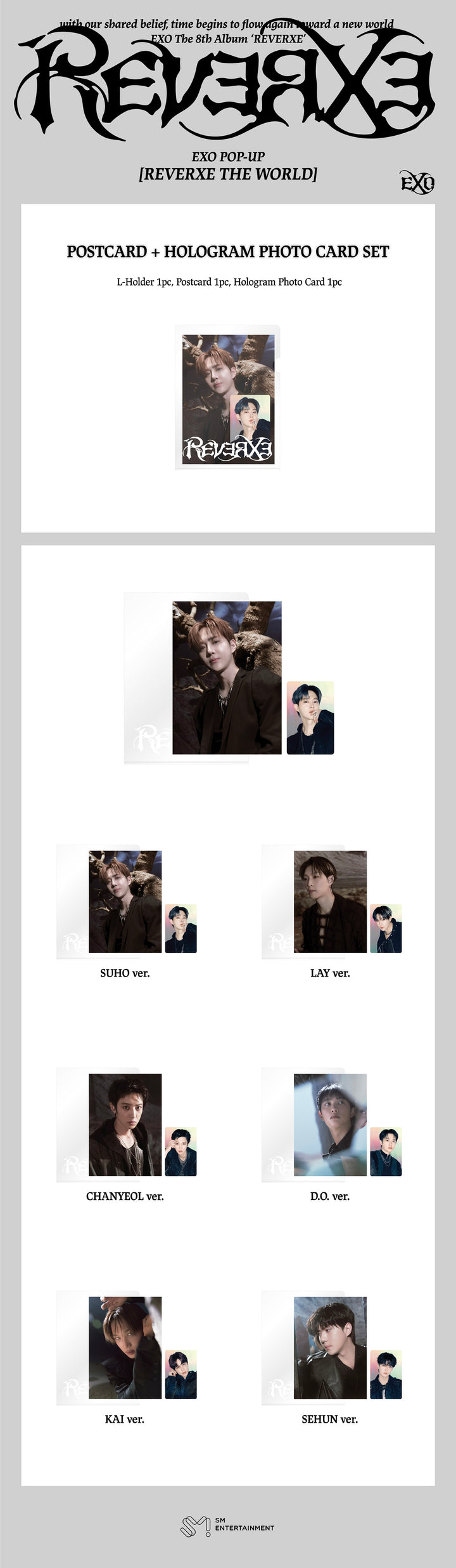 POSTCARD + HOLOGRAM PHOTO CARD SET - EXO 'REVERXE - The 8th Album' POP ...